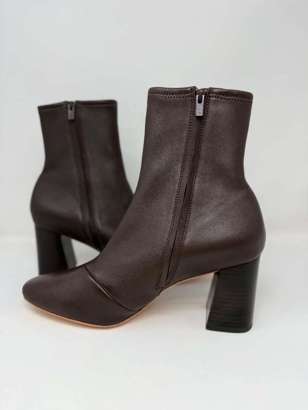 New Loeffler Randall Elise Brown Leather Stretch Bootie Sz 9.5